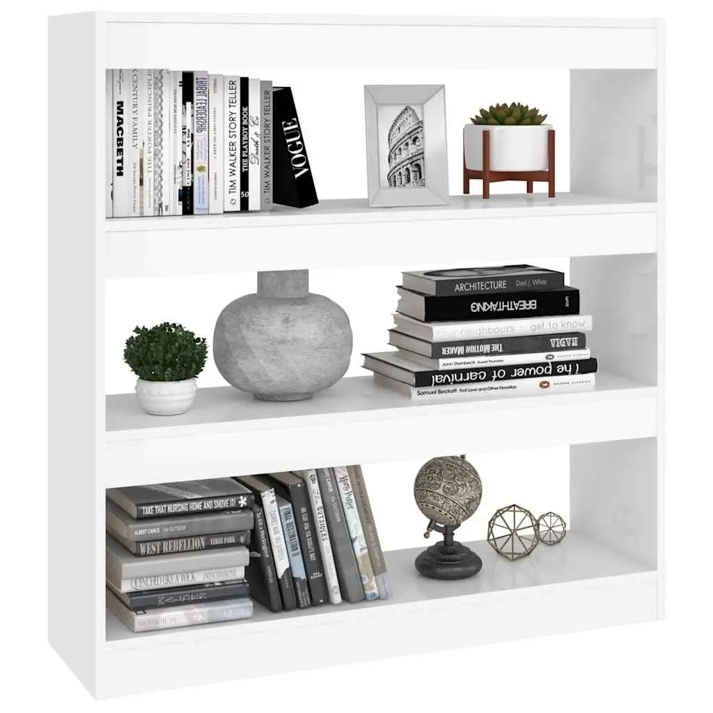 High Gloss White Book Cabinet with Ample Storage