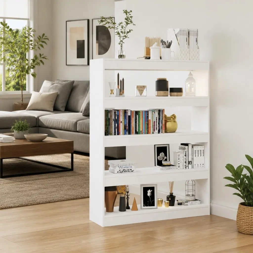 White Bookcase with Ample Storage Space