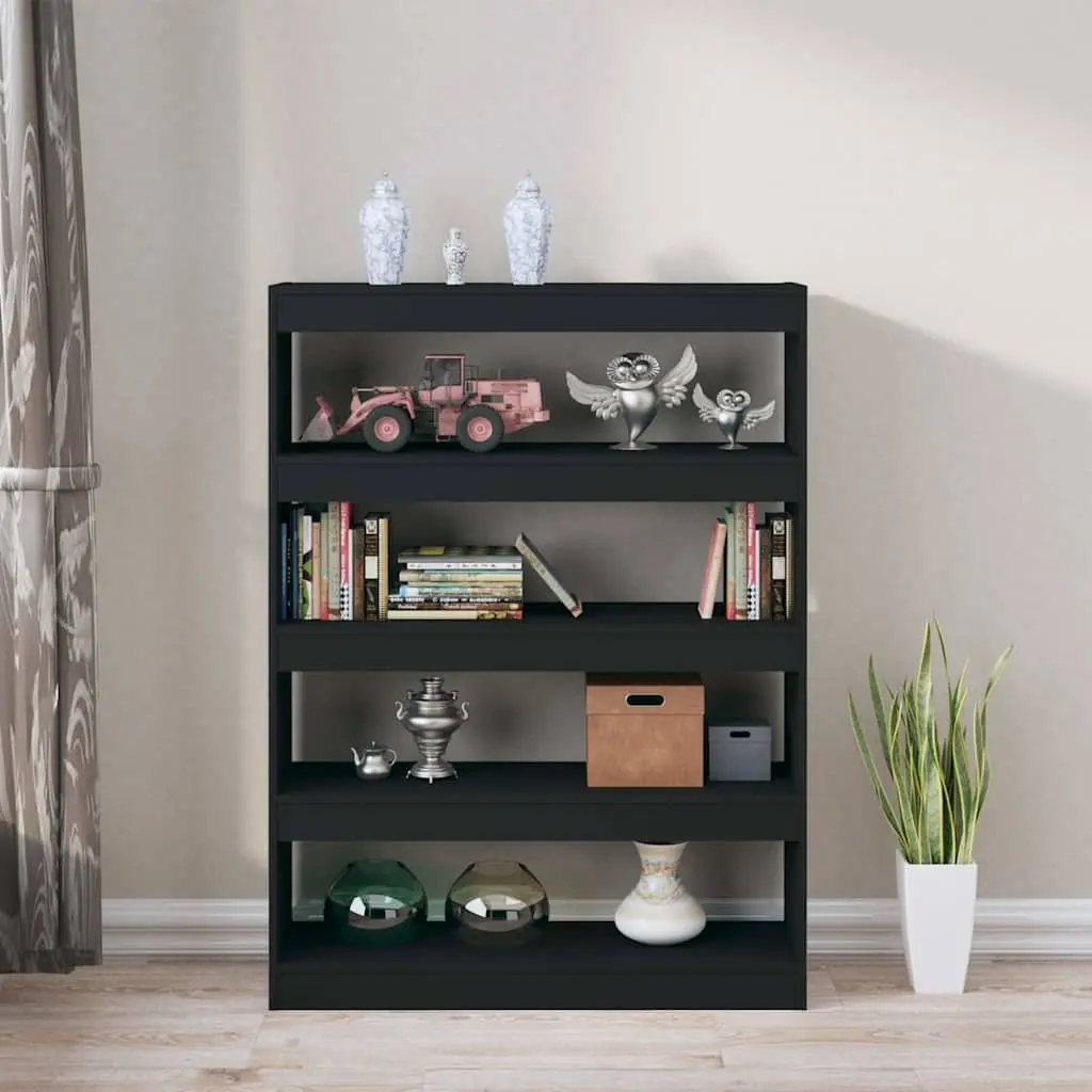 Book Cabinet Room Divider Storage Shelving Unit 100W x 30D x 135H cm Black