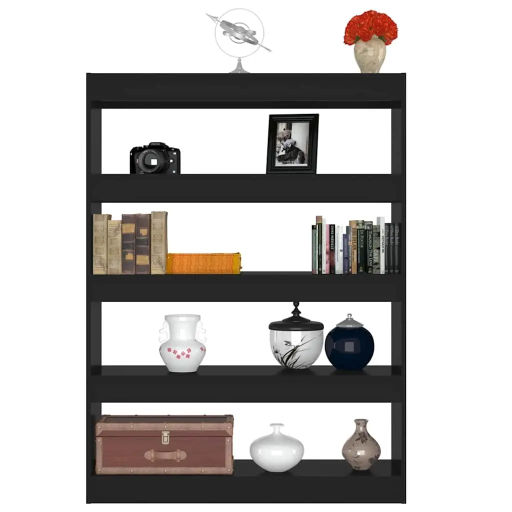 Book Cabinet Room Divider Storage Shelving Unit 100W x 30D x 135H cm Black