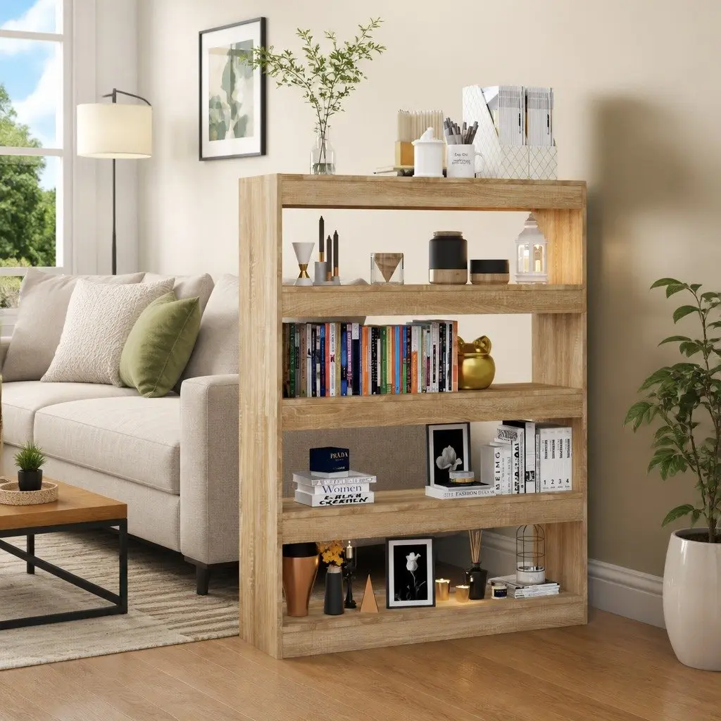 Book Cabinet Room Divider Shelving Unit Storage Organizer 100cm Brown