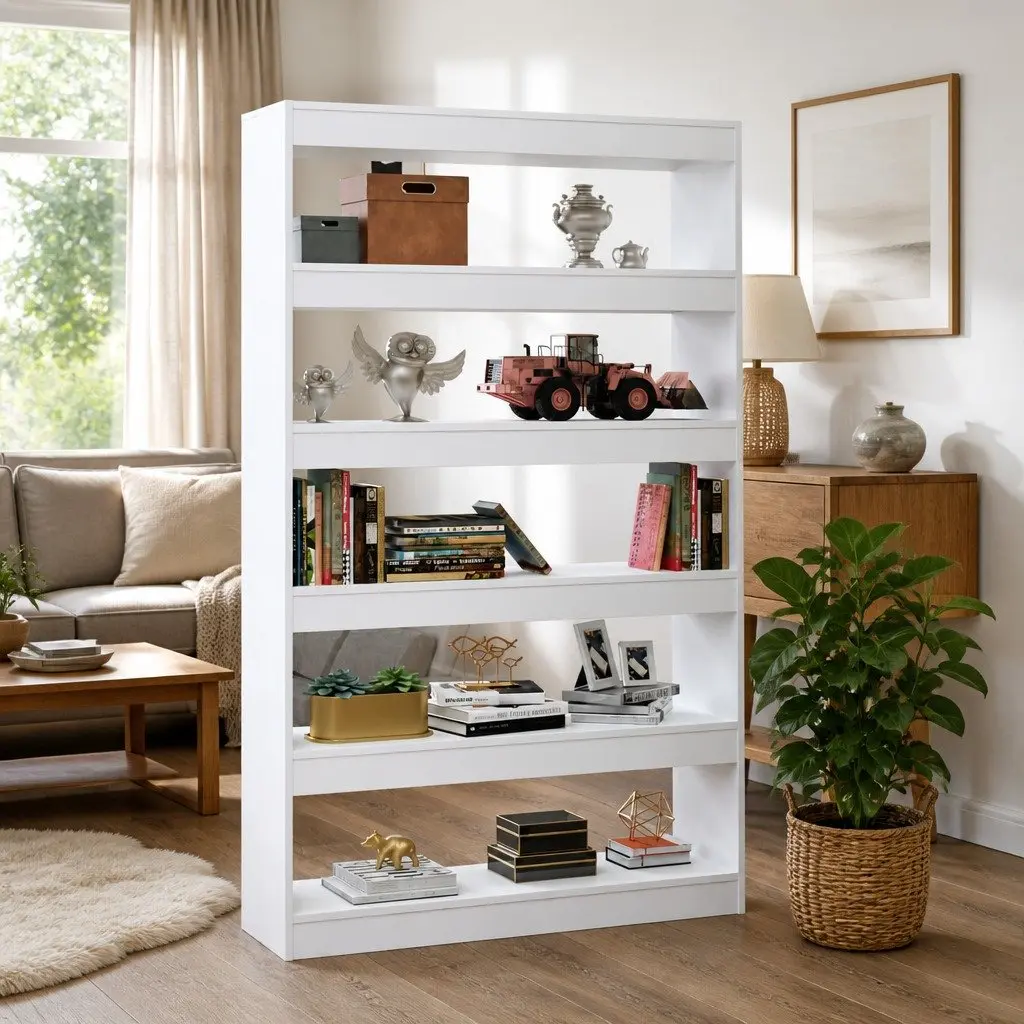 White Wooden Book Cabinet 100x30x166cm