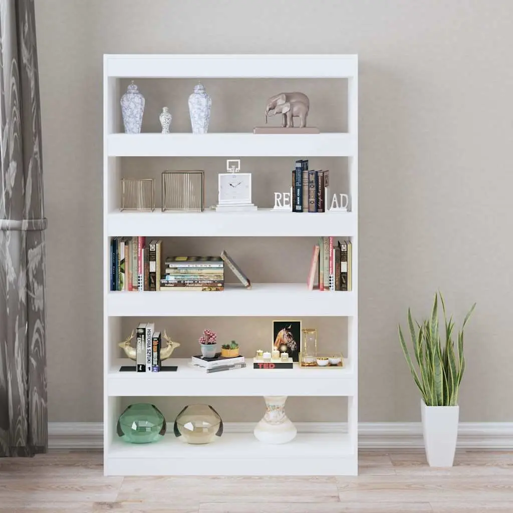 White Wooden Book Cabinet 100x30x166cm