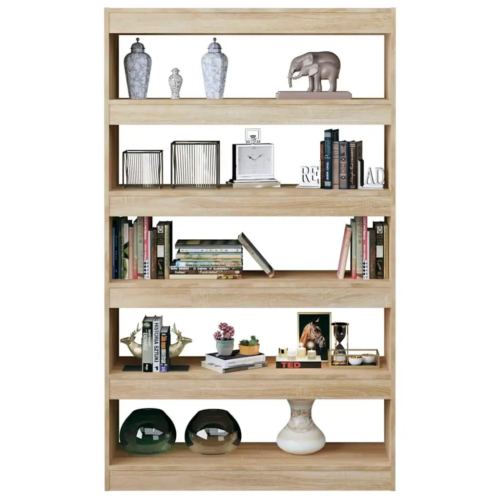Wooden Bookshelf Room Divider Storage Unit 100W x 30D x 166H cm Brown