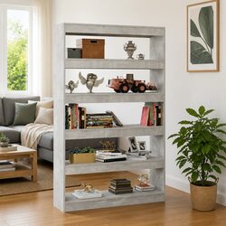 Book Cabinet Room Divider Grey Standing Shelf Storage Organizer Bookcase