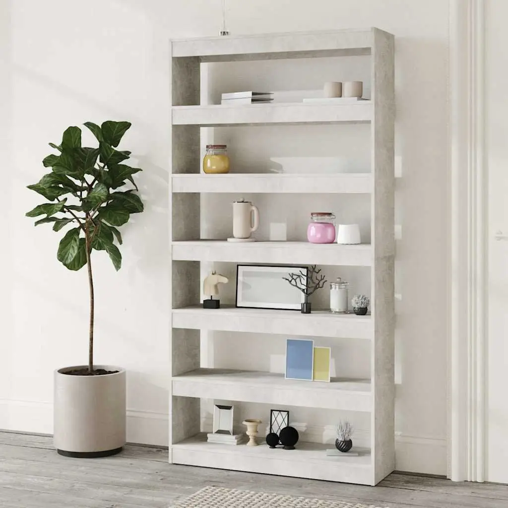 Grey Engineered Wood Book Cabinet & Divider