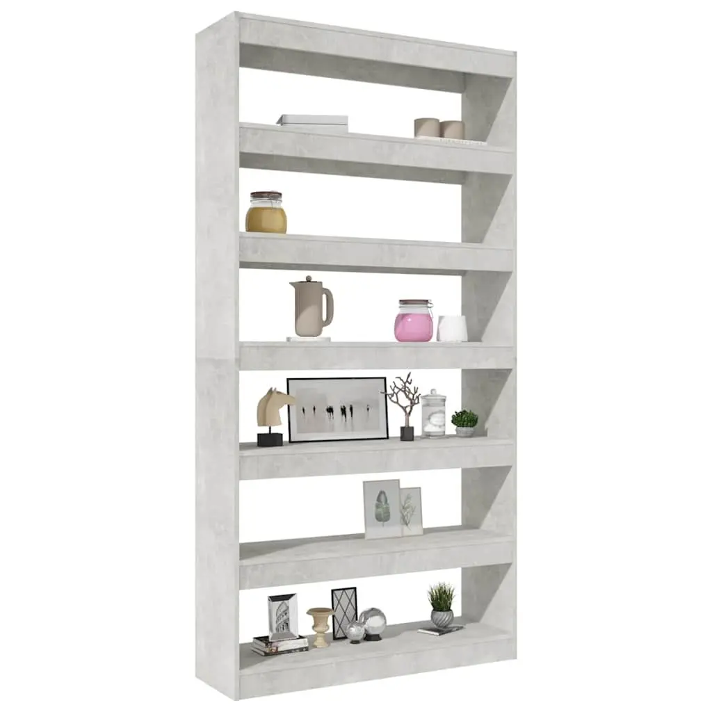 Grey Engineered Wood Book Cabinet & Divider
