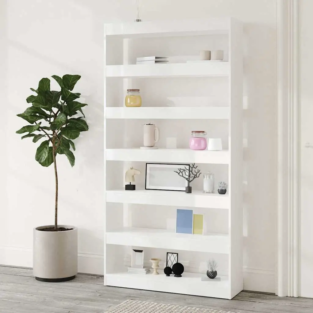 High Gloss White Book Cabinet with Ample Space