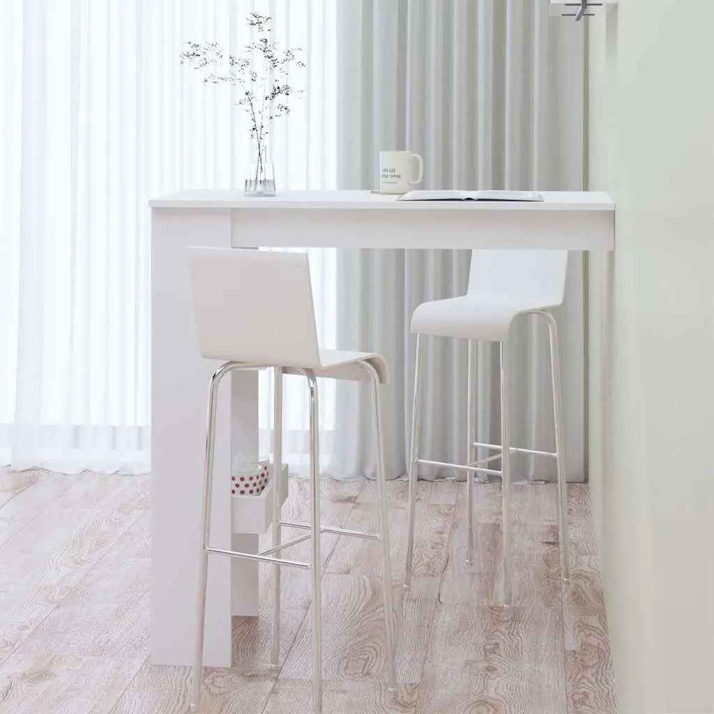 Wall Bar Table White Kitchen Dining Storage Compartments Standing Furniture
