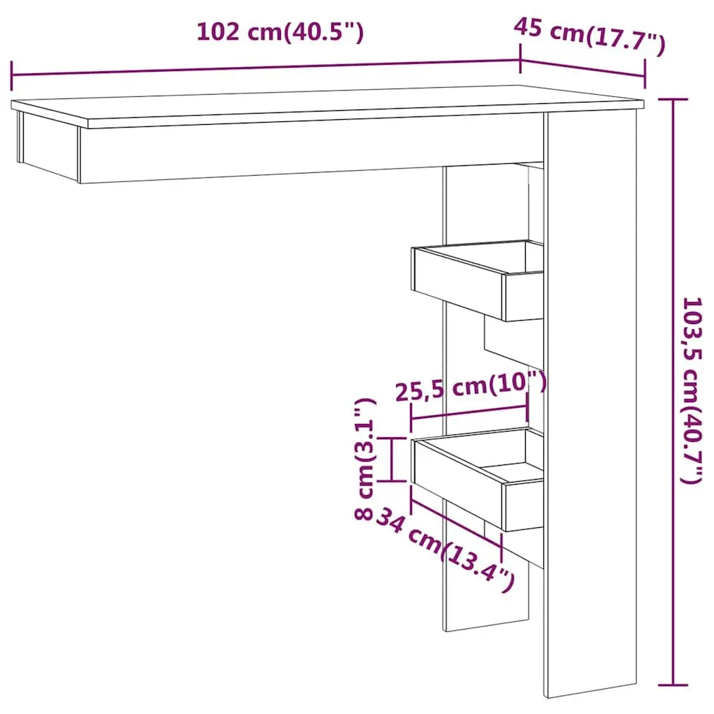 Wall Bar Table White Kitchen Dining Storage Compartments Standing Furniture