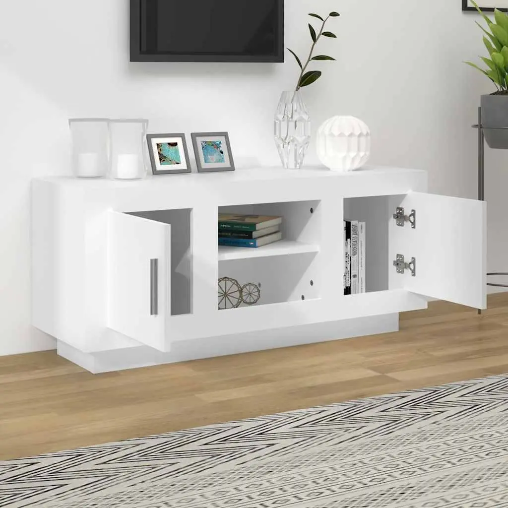 TV Cabinet White 102x35x45 cm Engineered Wood Stereo Storage Unit