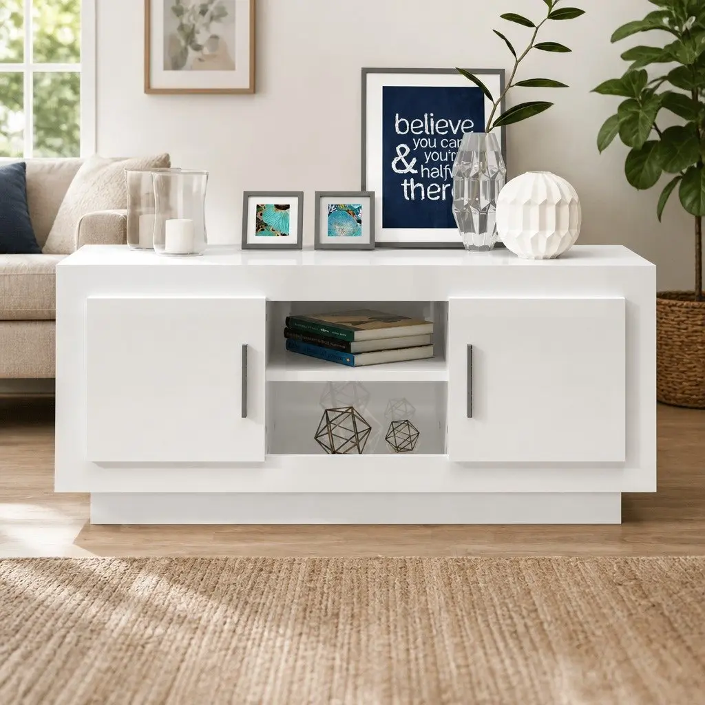 White High Gloss TV Cabinet for Media Needs