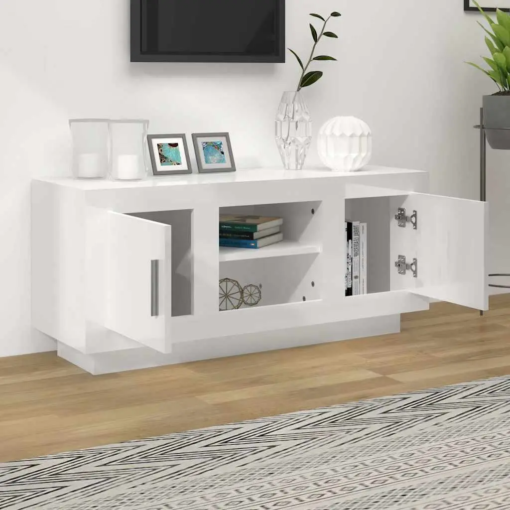 White High Gloss TV Cabinet for Media Needs