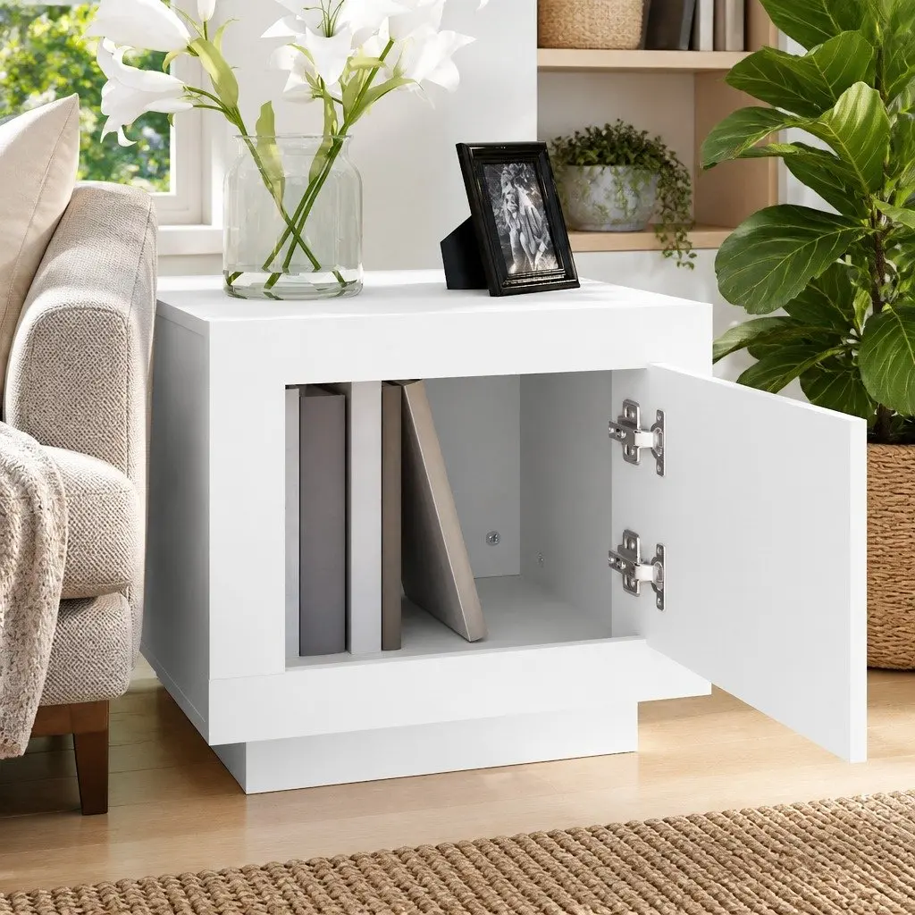 Coffee Table White Storage Cabinet Accent Furniture Living Room Couch Side Table