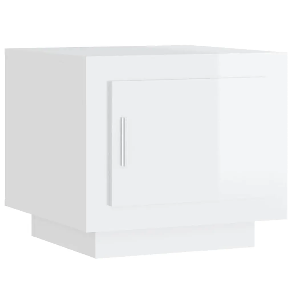 Coffee Table High Gloss White Storage with Door Accent Furniture Living Room