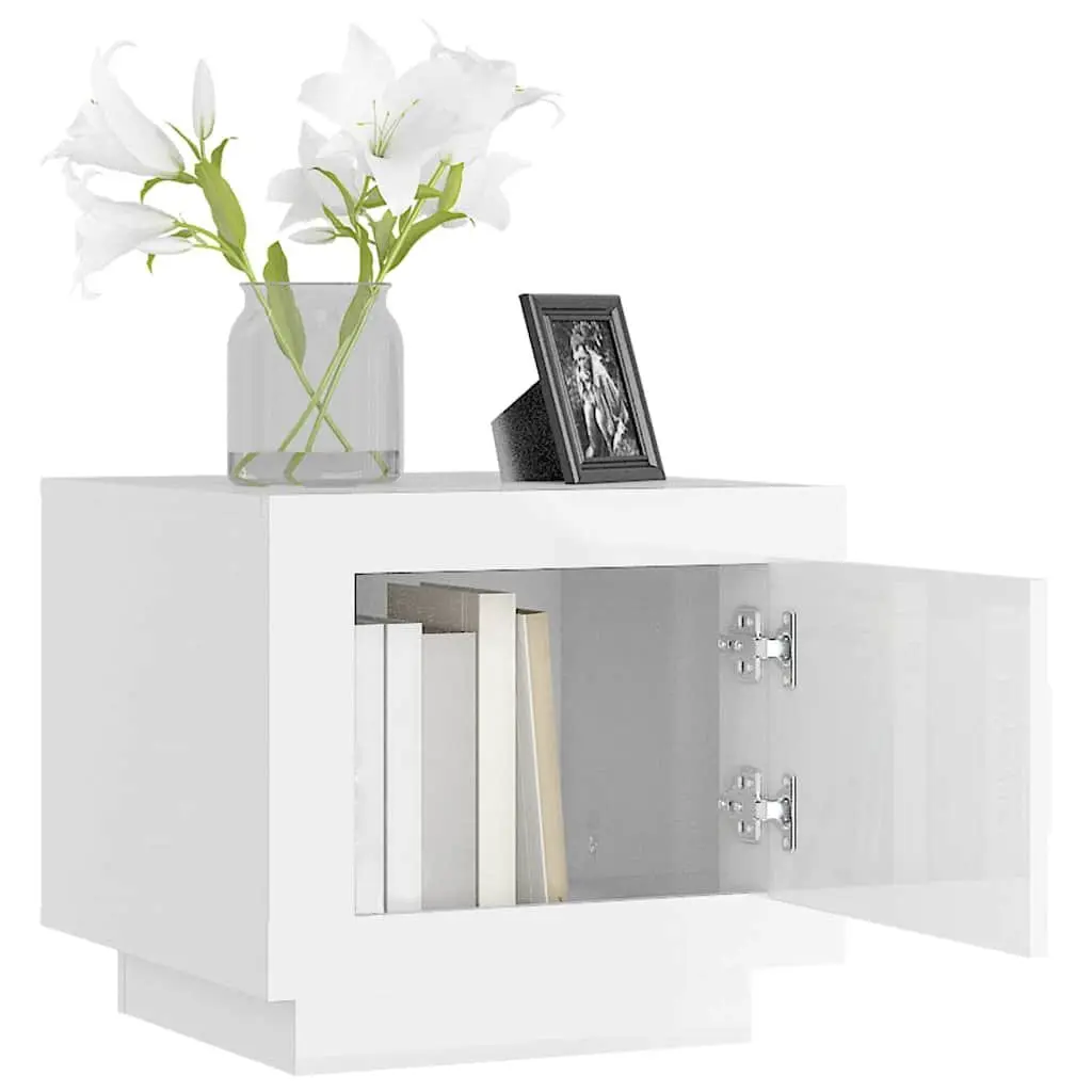 Coffee Table High Gloss White Storage with Door Accent Furniture Living Room
