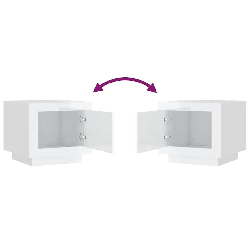 Coffee Table High Gloss White Storage with Door Accent Furniture Living Room