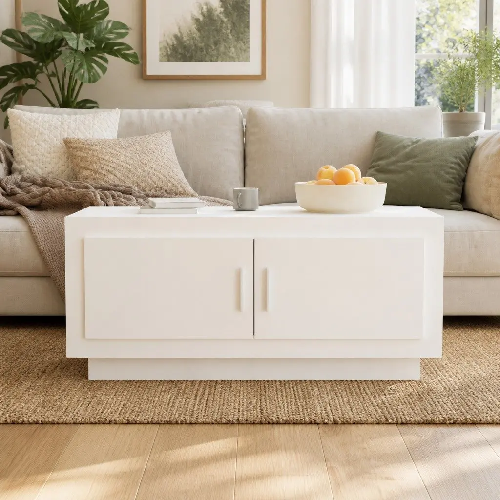 White Coffee Table with Ample Storage