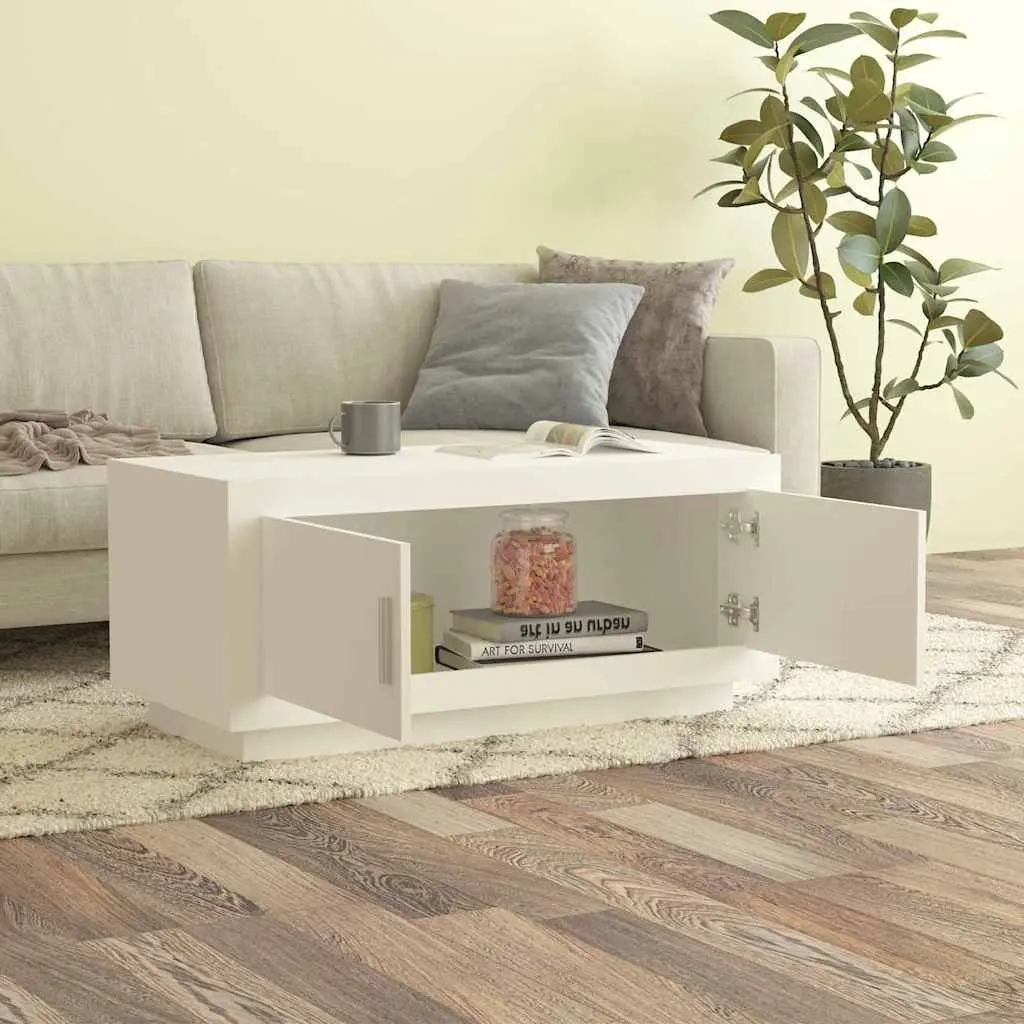 White Coffee Table with Ample Storage