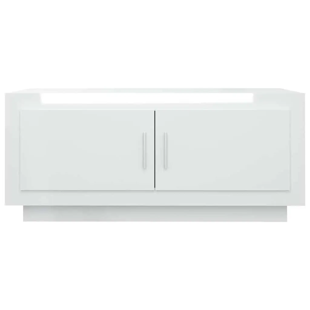 Coffee Table Storage 2 Door White High Gloss Living Room Furniture 102 x 50 x 45 cm