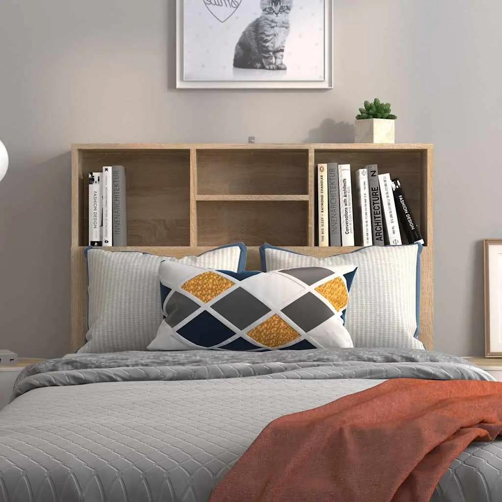 Headboard Cabinet Bedroom Storage 100cm Brown