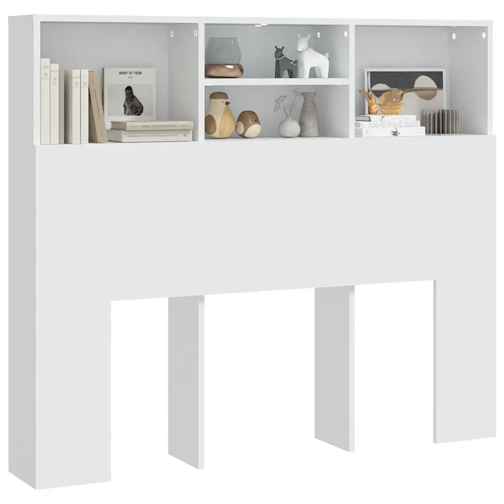 Headboard Cabinet White 120cm Bedroom Wall Storage Organiser