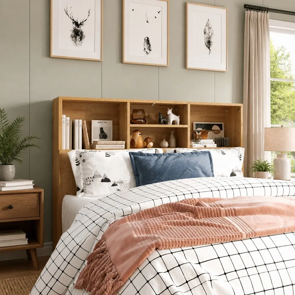 120cm Wall-Mounted Headboard Cabinet for Storage