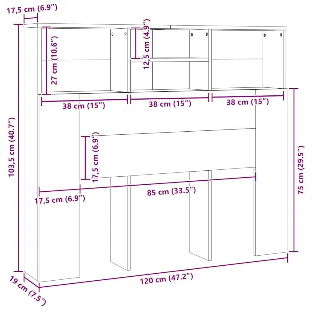 120cm Wall-Mounted Headboard Cabinet for Storage