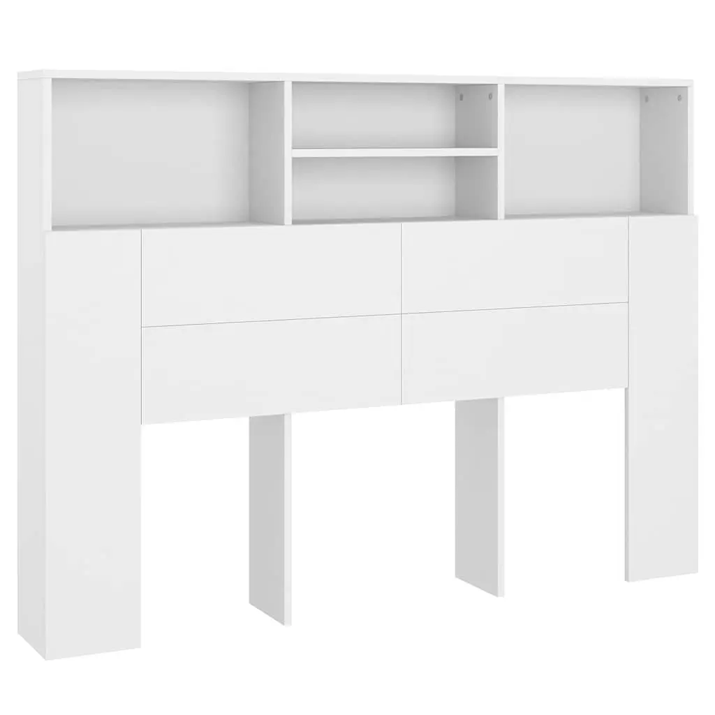 Headboard Cabinet White Wall-Mounted Bedroom Storage Bookcase 140 x 19 x 103.5 cm