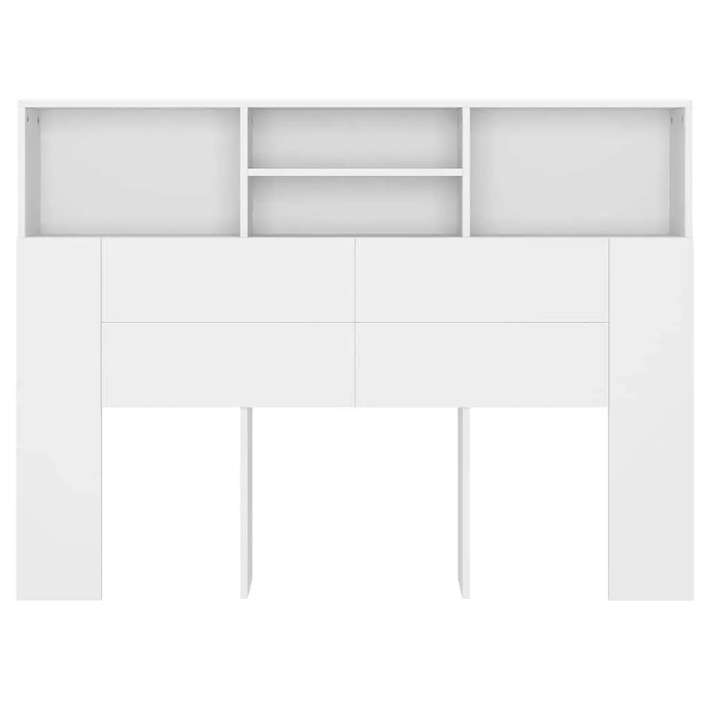 Headboard Cabinet White Wall-Mounted Bedroom Storage Bookcase 140 x 19 x 103.5 cm