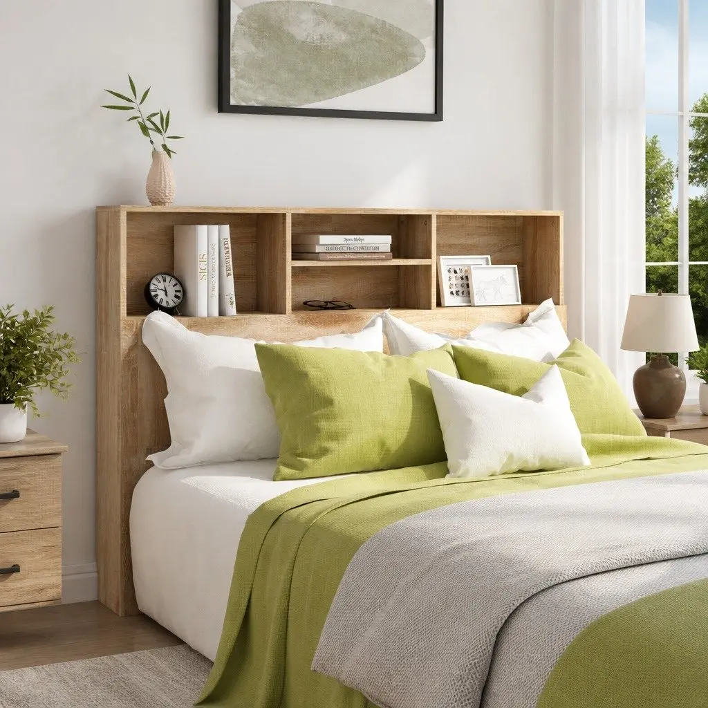 Wall-Mounted Headboard Cabinet Storage Organiser 140 x 19 x 103.5 cm Brown