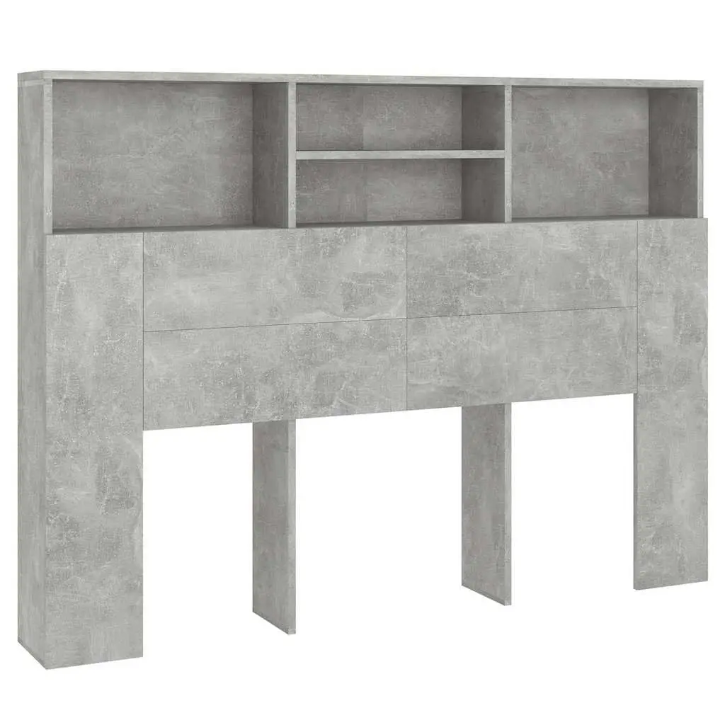 140cm Grey Headboard Cabinet with Storage