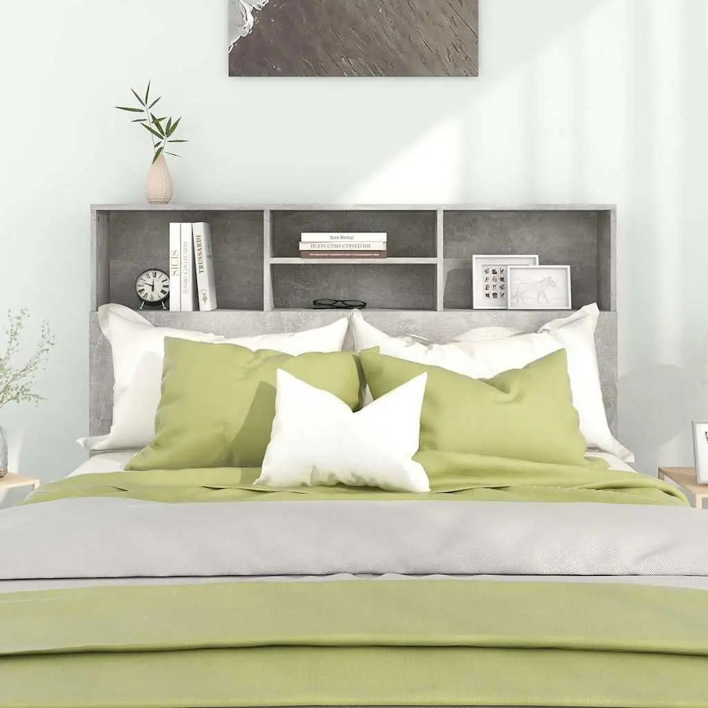 140cm Grey Headboard Cabinet with Storage