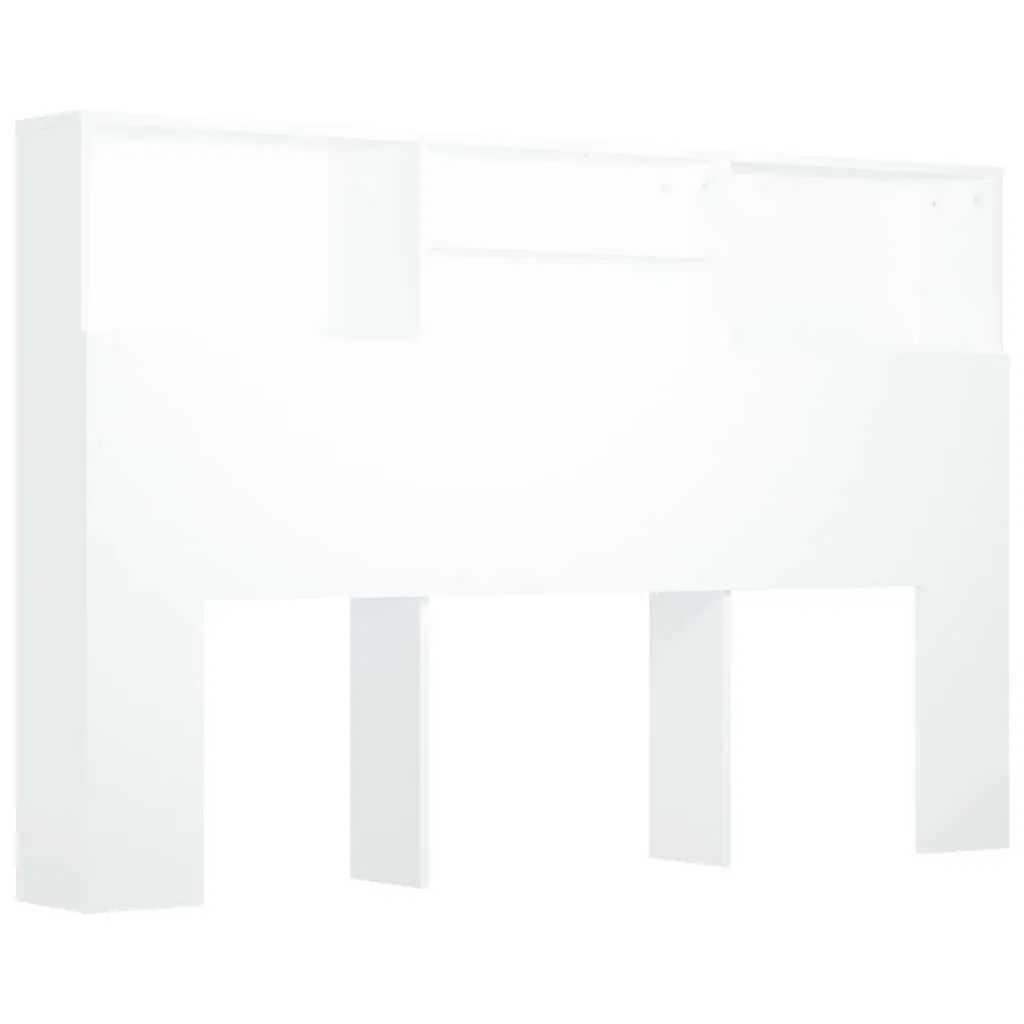 Headboard Cabinet White 160cm Wall-Mount Bedroom Storage Bookcase