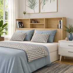 Headboard Cabinet Brown 160cm Bed Storage Bedroom Furniture Wall Mount