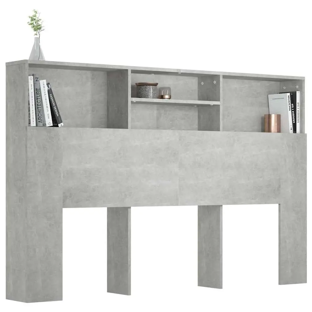 Grey Wall-Mounted Headboard Cabinet for Bedrooms