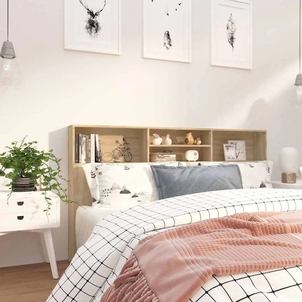 Headboard Cabinet Storage 180cm Brown