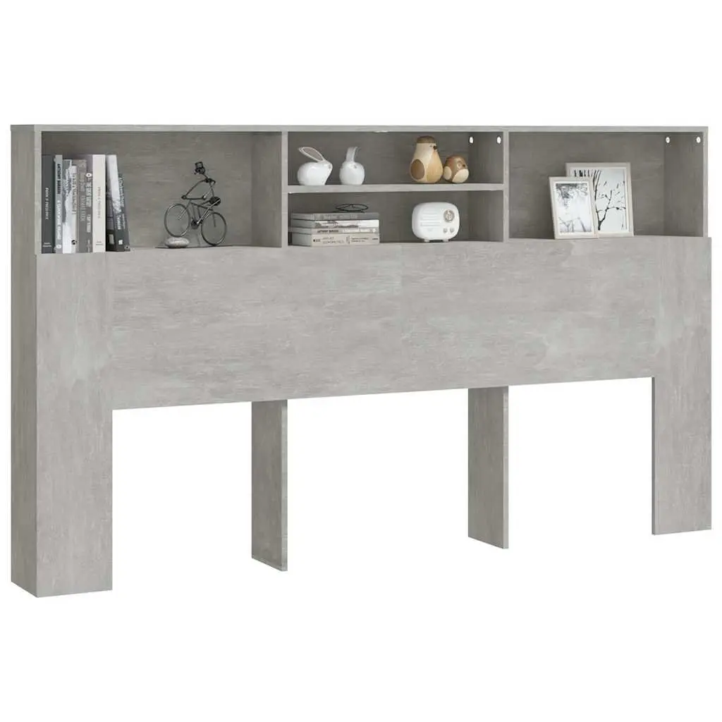 Headboard Cabinet Bed Bookcase Storage 180cm Grey