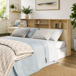 Warm and Functional Sonoma Oak Headboard Cabinet