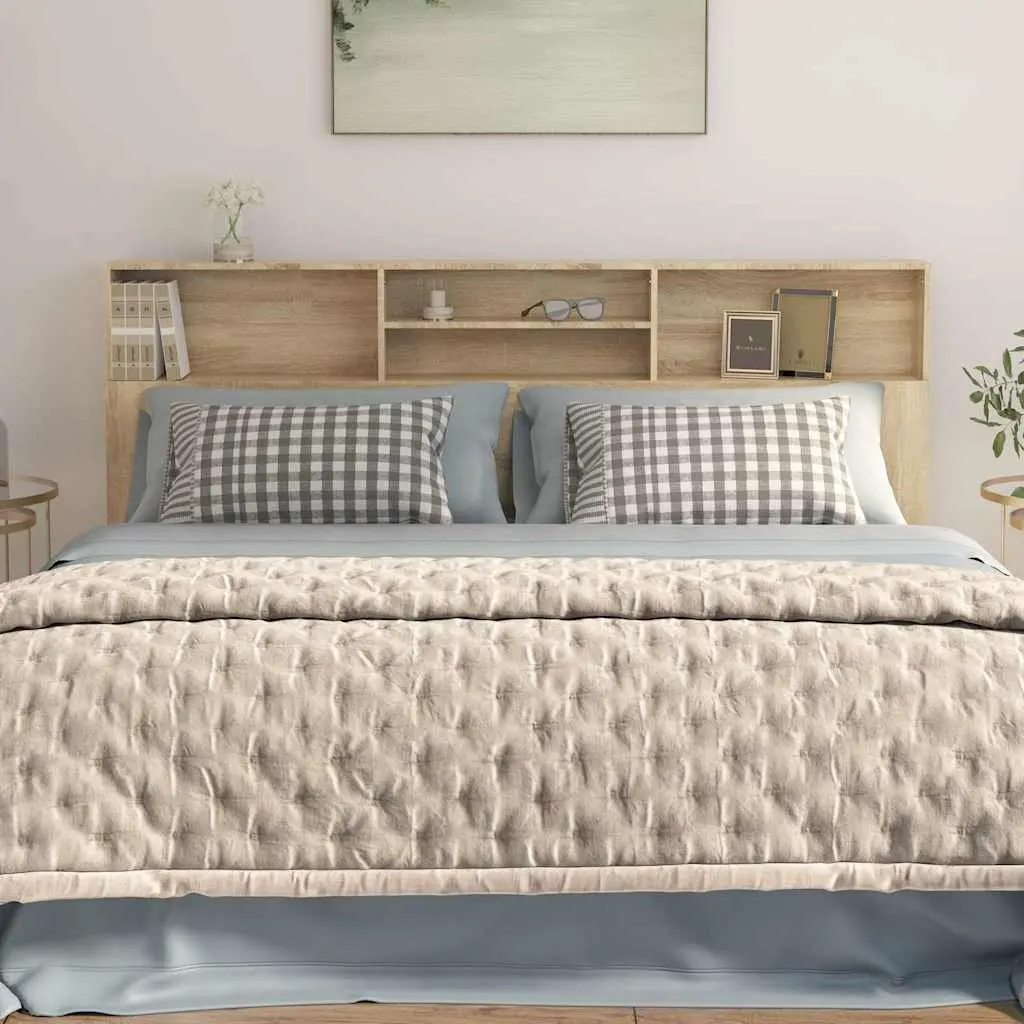 Headboard Cabinet Bedroom Storage 200cm Brown Sonoma Oak