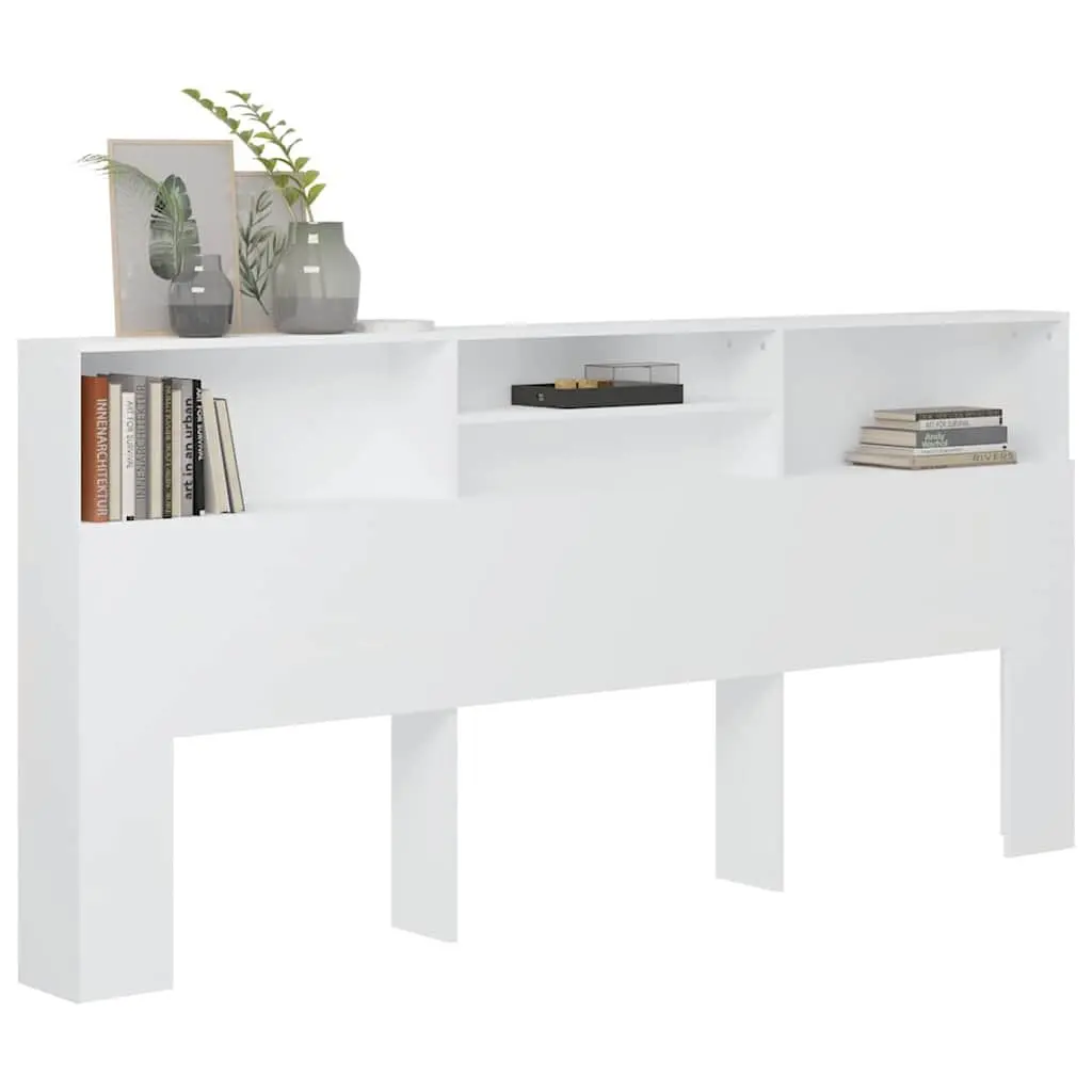 Headboard Cabinet Storage 220 cm White Wall Mounted Bedroom Furniture