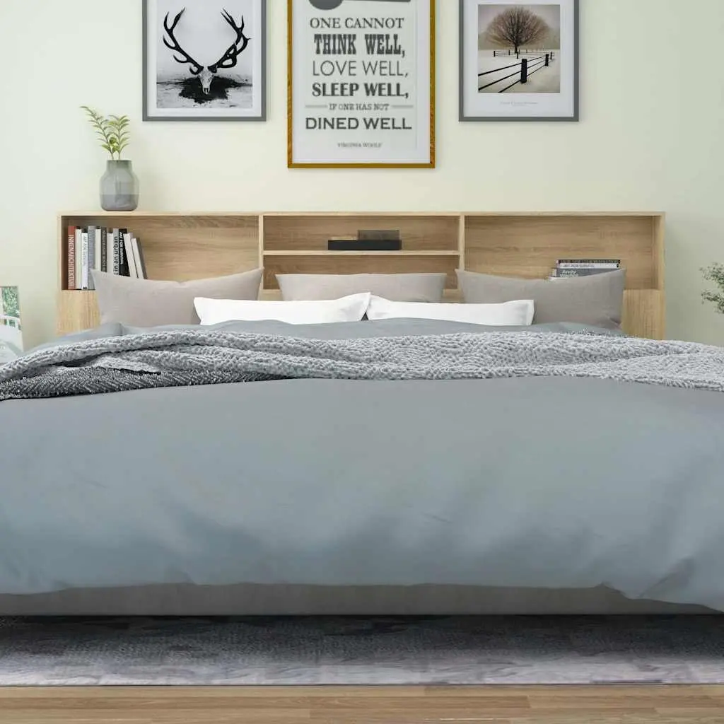 Brown Headboard Cabinet for Bedroom Storage