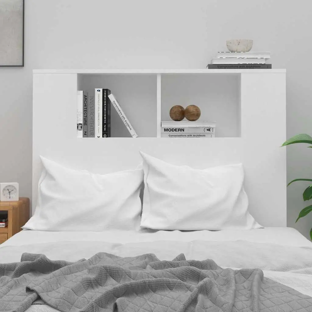 White Headboard Cabinet with Storage Options
