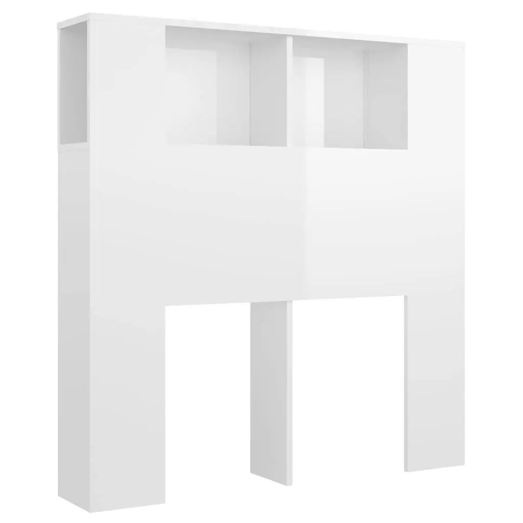 Headboard Cabinet Storage Wall-Mounted 100cm White High Gloss