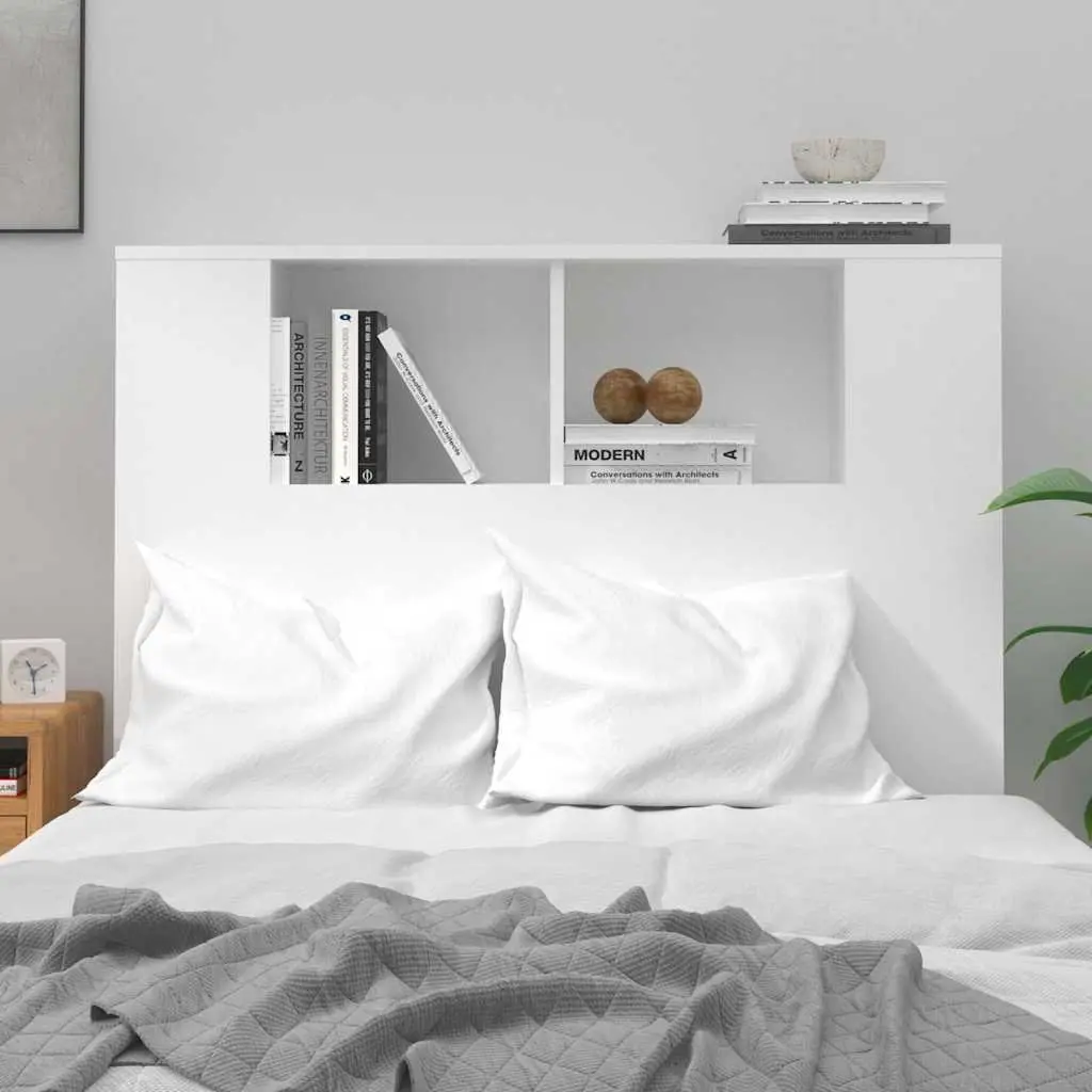 Headboard Cabinet Storage Wall-Mounted 100cm White High Gloss