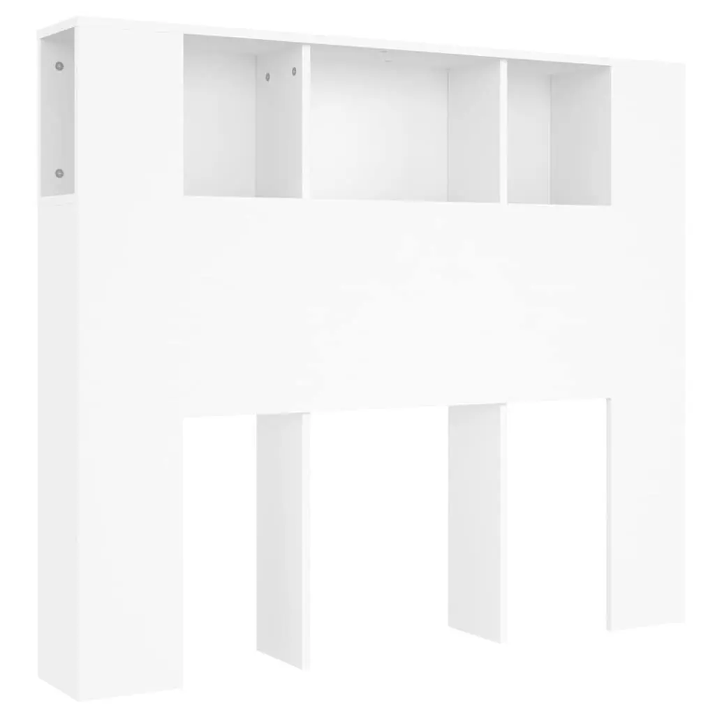 White Headboard Cabinet Wall Mount Bedroom Storage 120cm Five Compartments