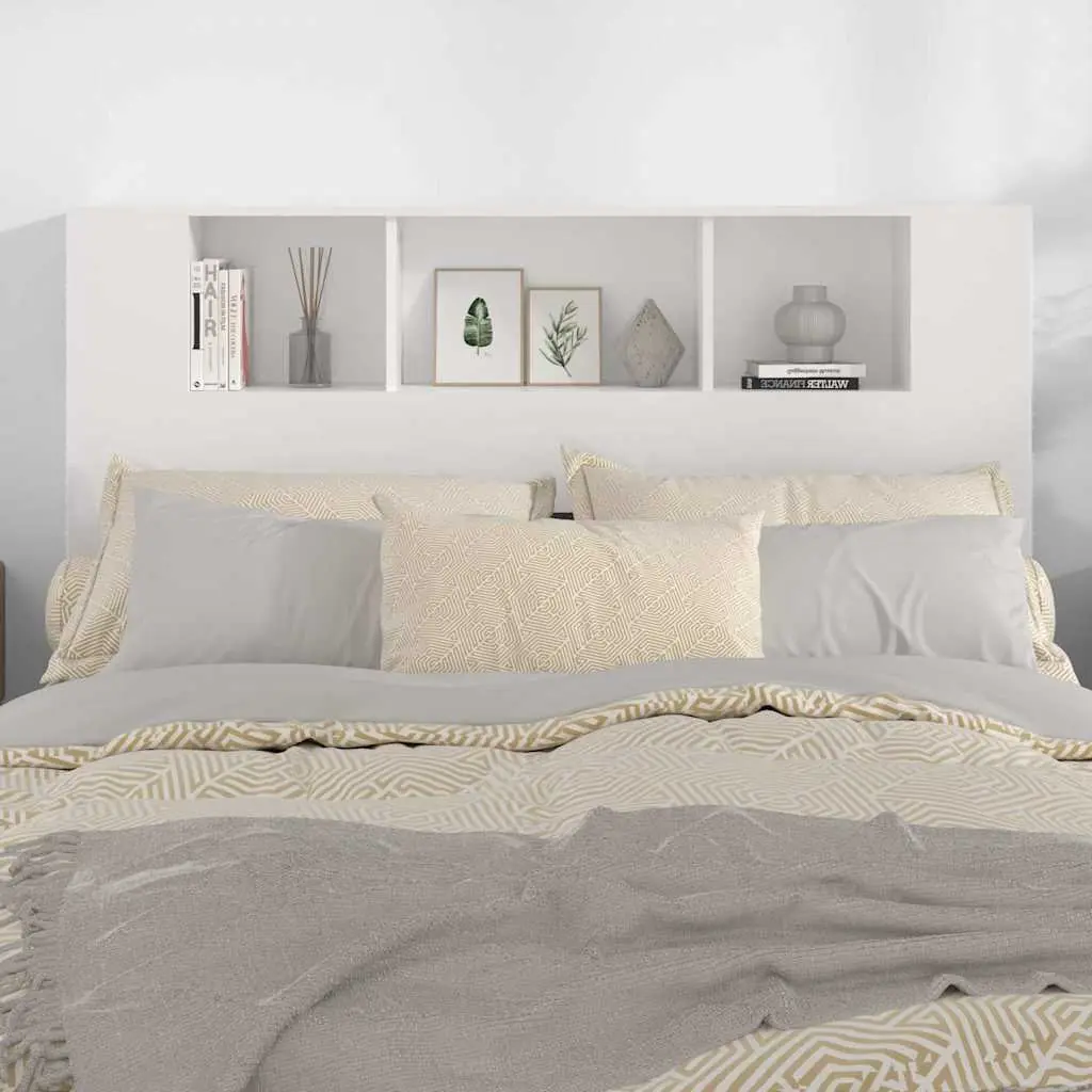 Headboard Cabinet Storage 140cm Wall Mount White