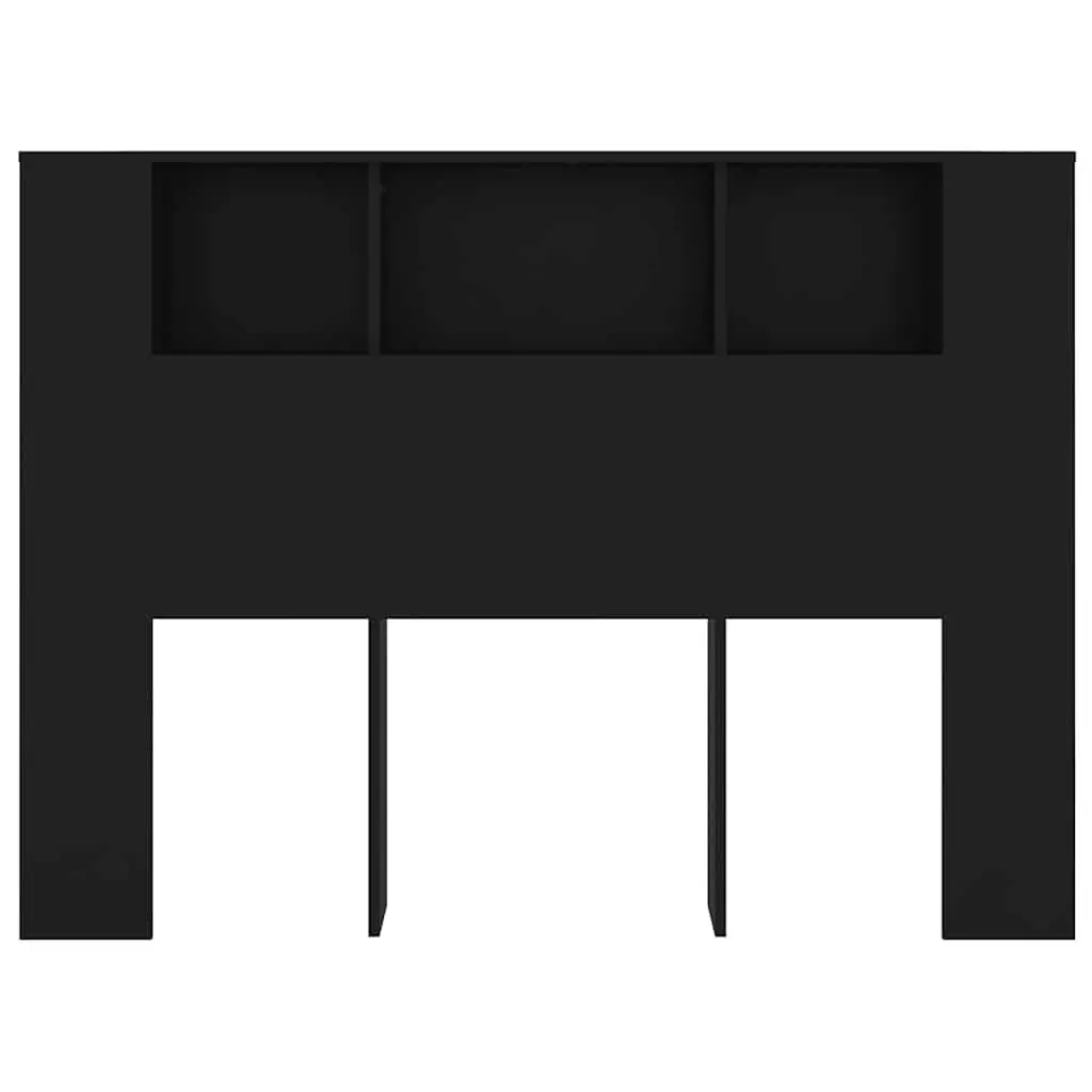 Headboard Cabinet Black 140cm Wall-Mounted Bedroom Storage Bookcase with 5
