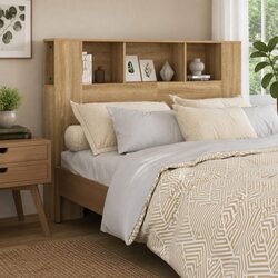 Comfort and Style: Brown Oak Headboard Cabinet