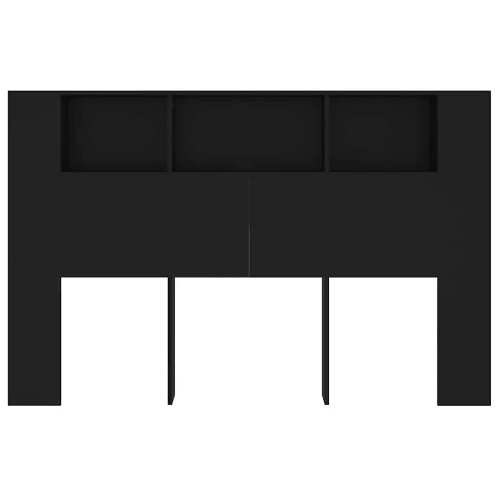Headboard Cabinet Black 160cm Wall-Mounted Bedroom Storage Bookcase